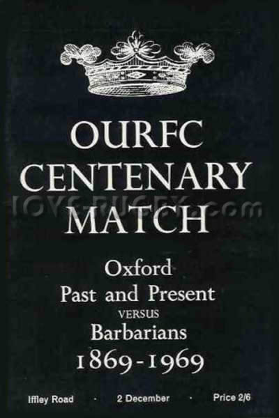 1969 Oxford University v Barbarians  Rugby Programme